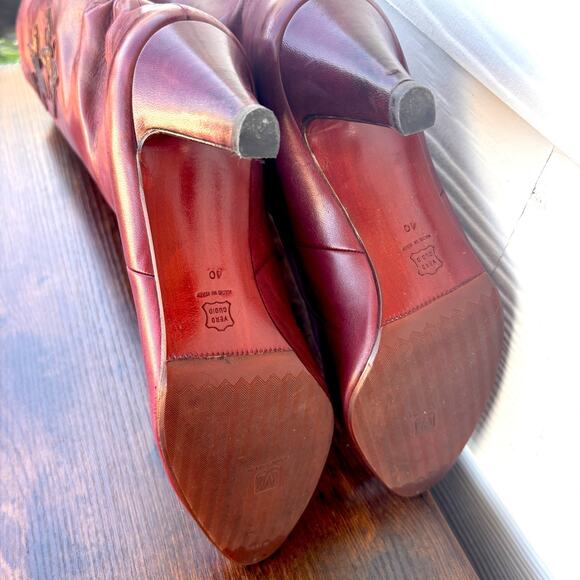 Bruno Magli Women’s Leather Tall Heeled Boots Size 9.5 (40) Burgundy• Italian - Picture 8 of 15